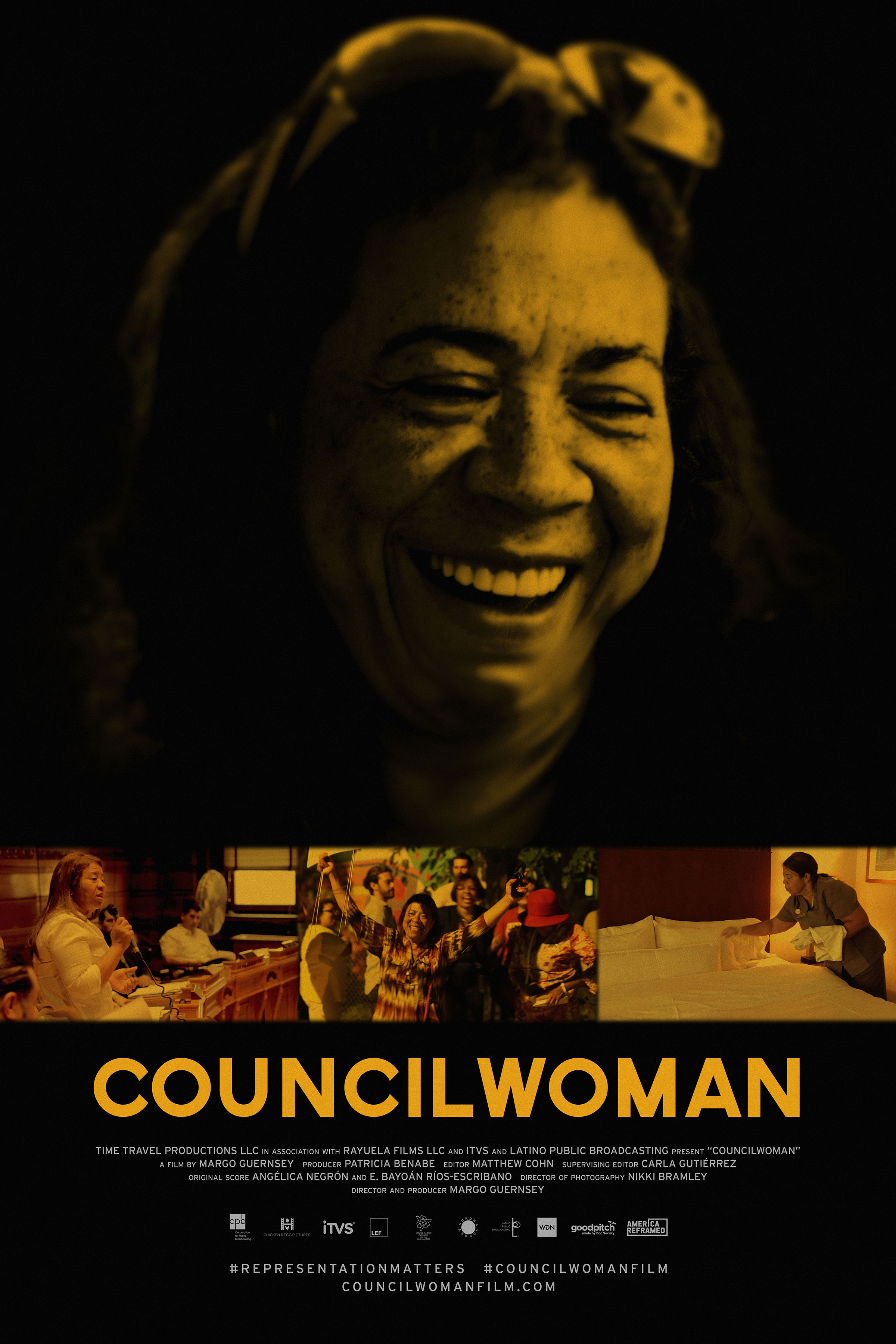 Film poster for Councilwoman with photos of Carmen Castillo